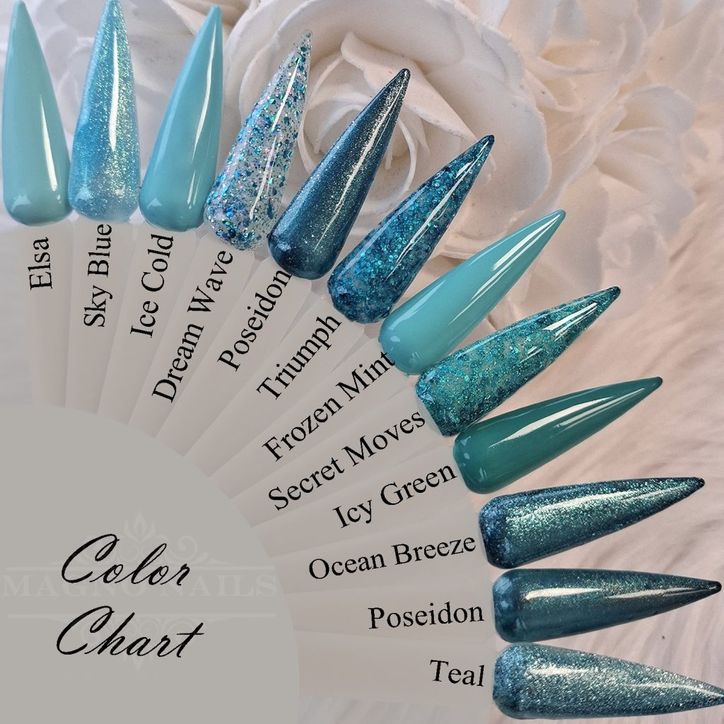 Farbpalette mint mit Glitter Farbgele